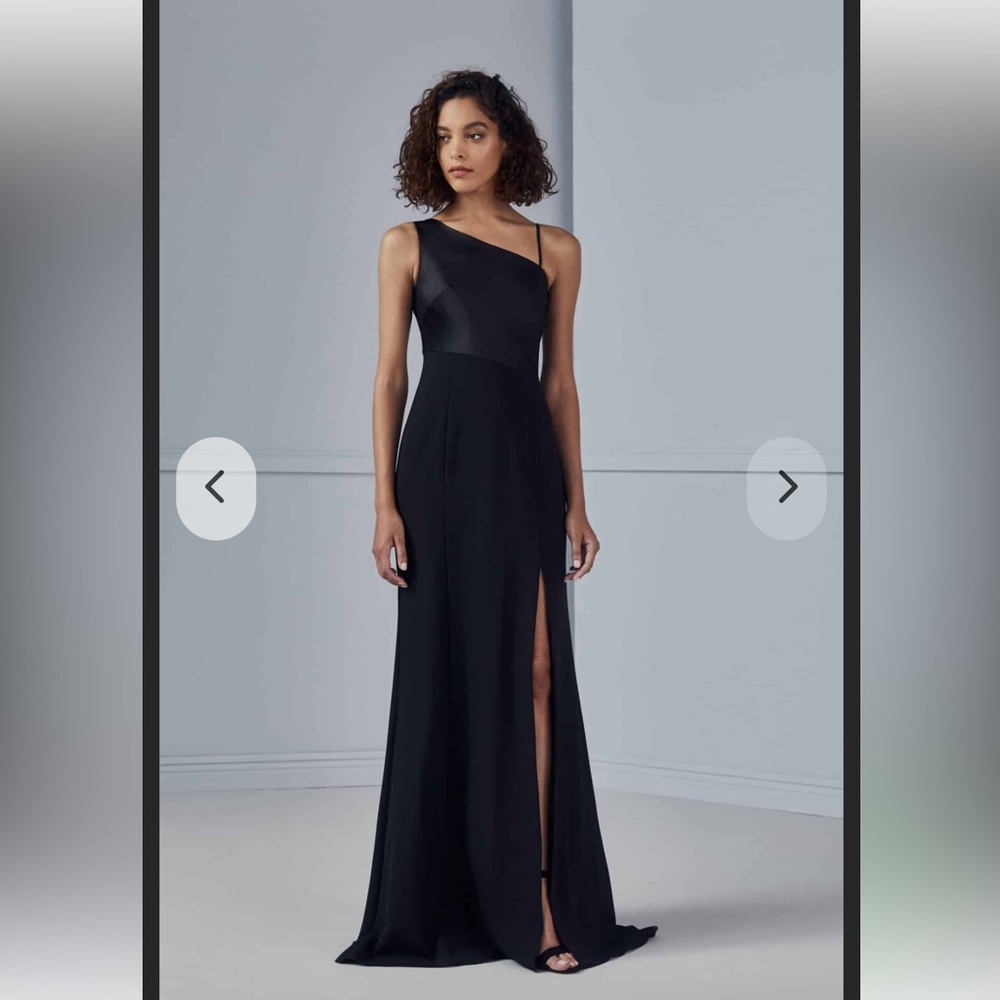 Navy Amsale Navy Bridesmaid One-Shoulder Evening Dress